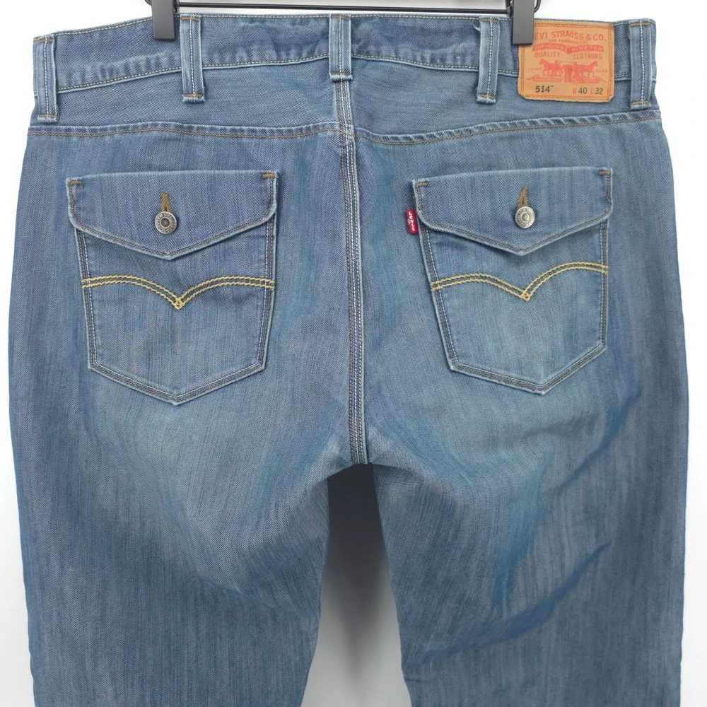 Levi's‎ Mens Jeans 514 Slim Straight 40x32 Blue Flap Pocket Denim